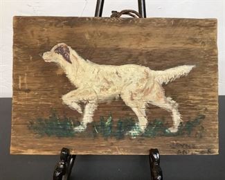 DOG PAINTING ON PLANK