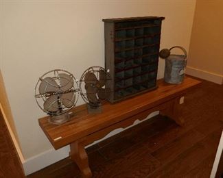 Great Old Fans, Metal Storage, wood bench