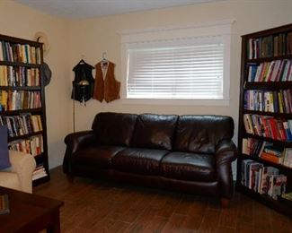 $6K Leather Sofa, Bookcases and books