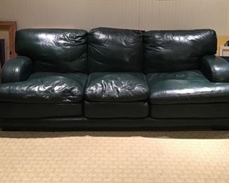 Hancock & Moore Dark Green Leather Sofa