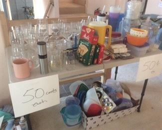 50 cent items includes plastics, some wine glasses, napkins, coffee filters, etc