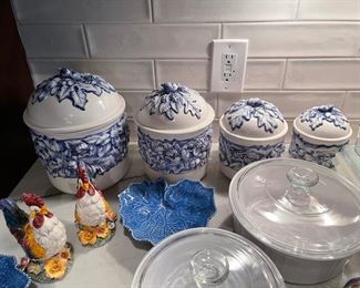 Blue and white canisters from portugal