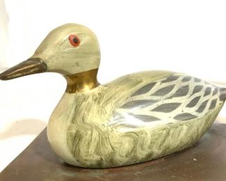 Pair Vintage Painted Brass Duck Bookends
