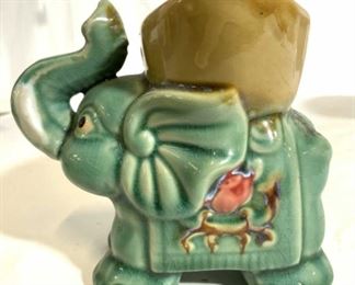 Vintage Petite Asian Ceramic Elephant Planter
