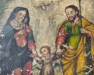 Painting of Mary, Jesus, and Joseph, artwork
