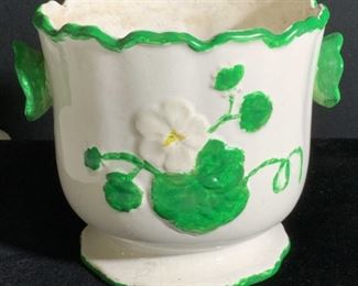 Hand Painted Vintage Ceramic Cache Pot, Brazil

