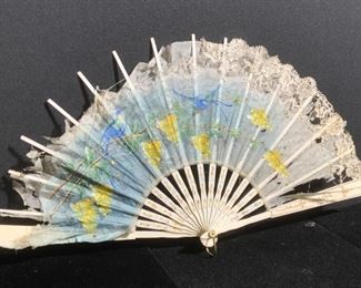 Collectible Vintage Fabric Hand Fan
