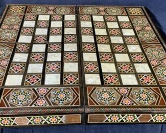 Wooden Mosaic Style Game Board and Pieces
