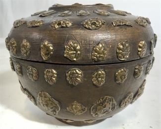 Vintage Carved Wooden Urn Shaped Trinket Box
