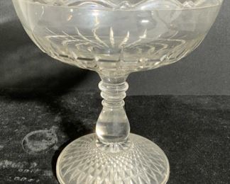Clear Cut Glass Pedestal Bowl
