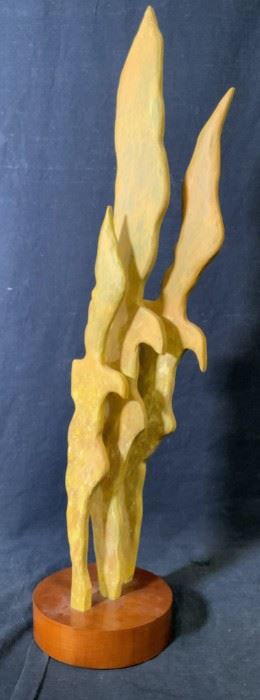 Initialed Abstract Wooden Sculpture
