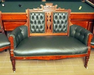 Antique Victorian Eastlake Parlor Set, Including Bench, 39.5" x 54" x 24, And Four Matching Chairs, 36.5" x 18" x 18"