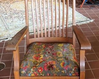 Antique Solid Wood Mission Style Rocking Chair, 42" x 26" x 33"