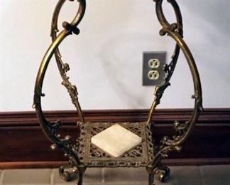 Art Nouveau Jardinere/Plant Stand With Marble Inserts, 32" x 14" x 14"