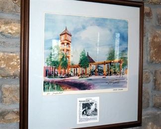 Framed Matted Under Glass Tom Korchak Spring Time Water Color Print, Signed And Numbered 3/25, Inscribed "Dick You Got Me Into This Mess 1937"