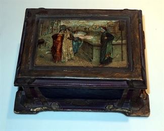 Antique Exhibition 8 Hour, 8 Day, Pure Nickle Pocket Watch, Men's Copper Cuff Bracelet, Imco-triplex Lighter, And Painted Wood Trinket Box