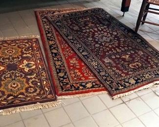 Hand Knotted Indo Sarouk 100% Wool Woven Area Rugs, 36" x 62" Qty. 2 And 24" x 42" Qty.1