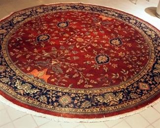 Hand Knotted Indo-Sarouk 100% Wool Area Rug, 8' Round