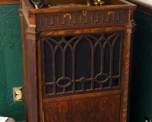 Edison Disc Phonograph Model C19 With 72 Record Storage Slots, 51" x 21" x 22.5"