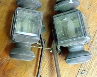 Antique Brass Solar Carriage Lamps, Model 1132, Qty 2, Have Been Converted To Electric