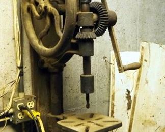 Antique Manual Drill Press, 36" Mounted To Wall