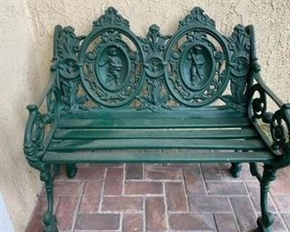 Figural Green Bench