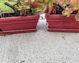 Matching Red Planters with Succulents