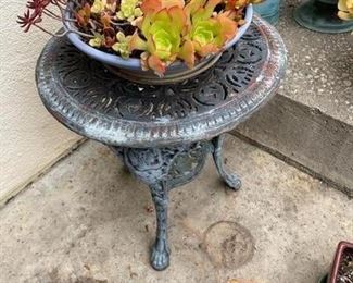 Cast Iron Table with Potted Plant