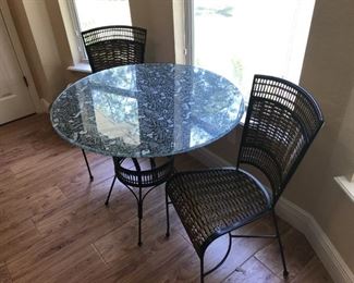 Glass top table 2 chairs