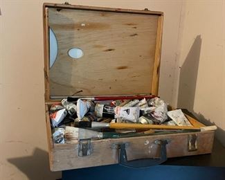 Wood Painters Box with Paints
