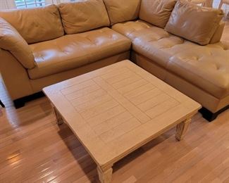 $195 (coffee table). $750 (sectional). 35 x 100 x 91, coffee table: 17 x 41