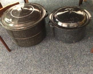 Old Graniteware pots with lids