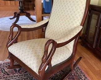 Upholstered Rocker with Swan Neck Arms, 24"W 42"H 21"D. Photo 1 of 3