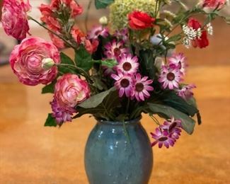 Ceramic Vase with Faux Flower arrangement.