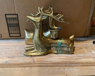 Brass Reindeer Candle Holders.