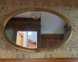 Oval Gilt Mirror, 60"L 36"W. Photo 1 of 2