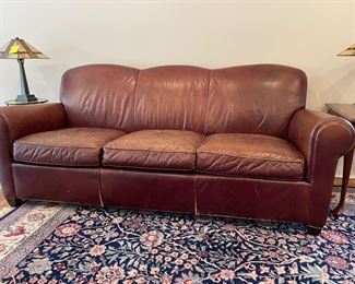 Crate and Barrel 3 Seat Leather Sofa, 84"W 38"D.