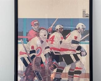 Original 1980 Olympic Winter Games hockey poster. 