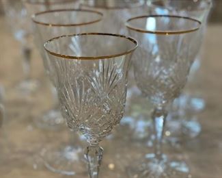 Set of 8 Rogaska Richmond 14-K gold-rimmed crystal red wine glasses. Photo 1 of 2. 