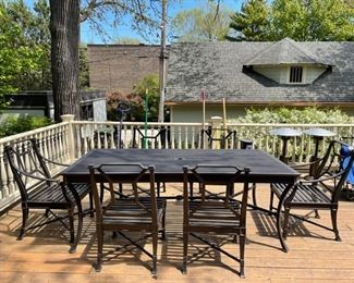 Restoration Hardware 7' dining table with 6 chairs.