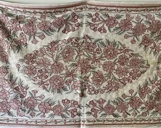 Crewel embroidered tapestry