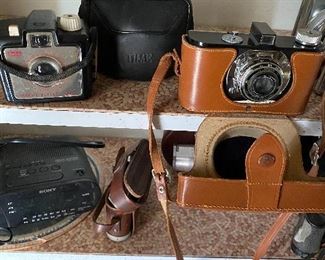 Assorted vintage cameras; recorders and equipment
