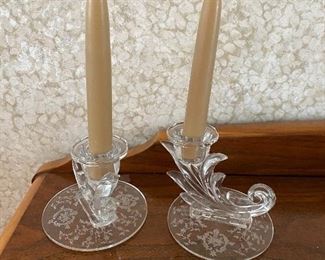 Fostoria candle holders-art deco