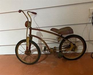 Antique English Childs Bicycle.  How cute would this be in your seasonal displays?  Know any professional or amateur photographers?  What a great prop item!