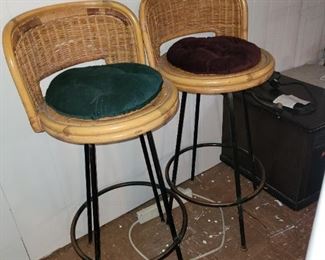 NOW $  45 for 2, Mid Century Wicker Barstools in the style of Danny Ho Fong