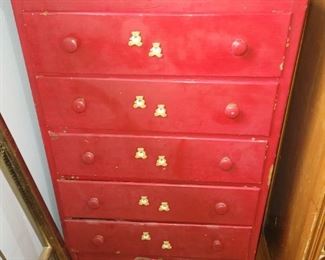 Now $10!!! Red 5 drawer dresser