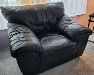 Now $65!! Big Black Leather chair 51"x36"