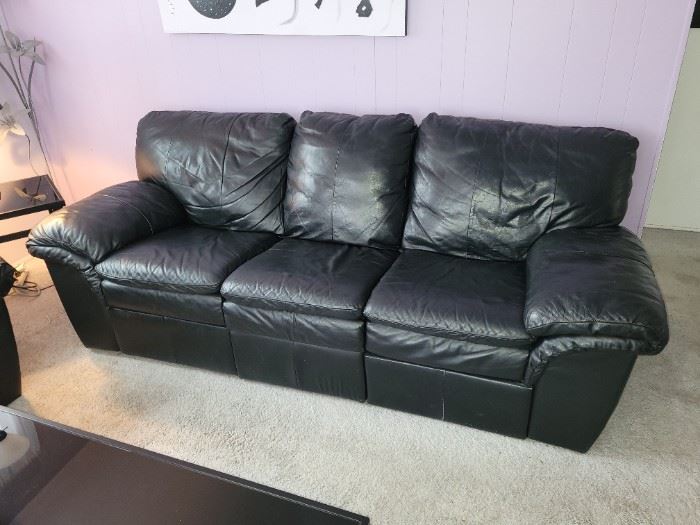 Now $150!! Dual recliner Black Leather couch, 96" long