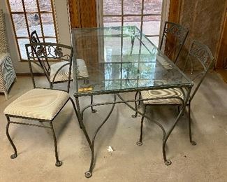 Vintage Woodard iron patio table and chairs