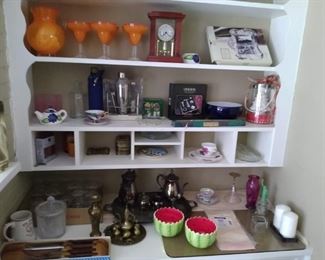 Tea Sets, candles and bar items